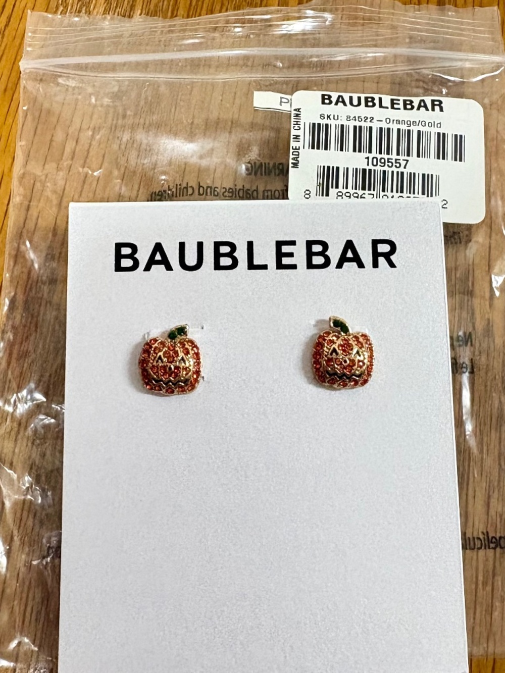 New Baublebar Pumpkin Stud Earrings
